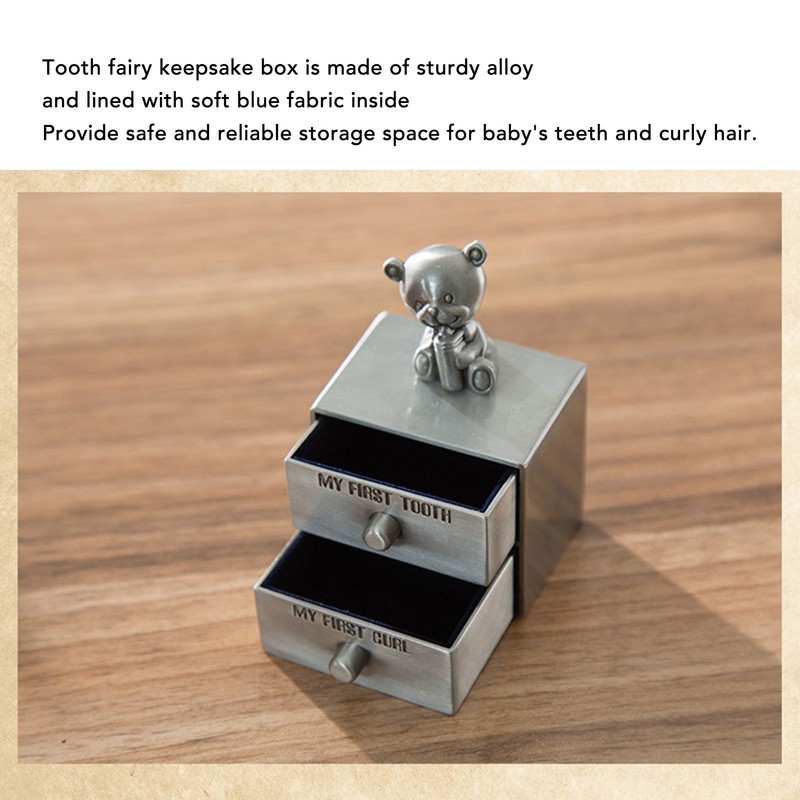 Tooth Fairy Keepsake Box Alloy Structure Soft Inner Wall Bear
