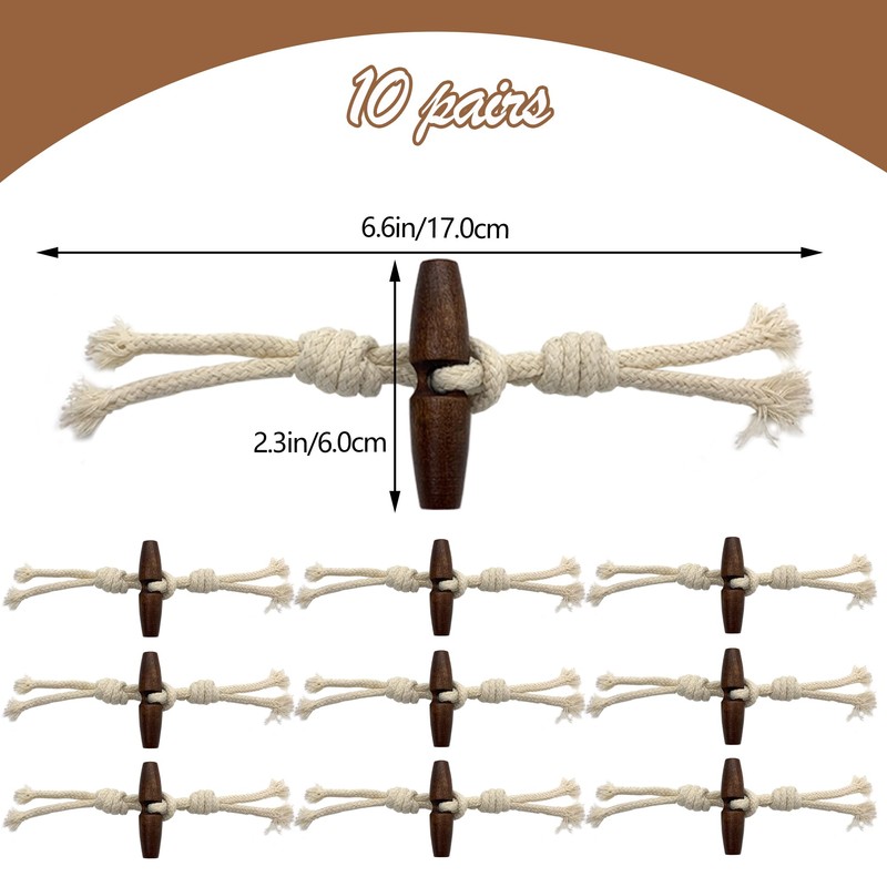 DHER 10 Pairs Leather Buttons Toggle Buttons Wooden Buttons Closure