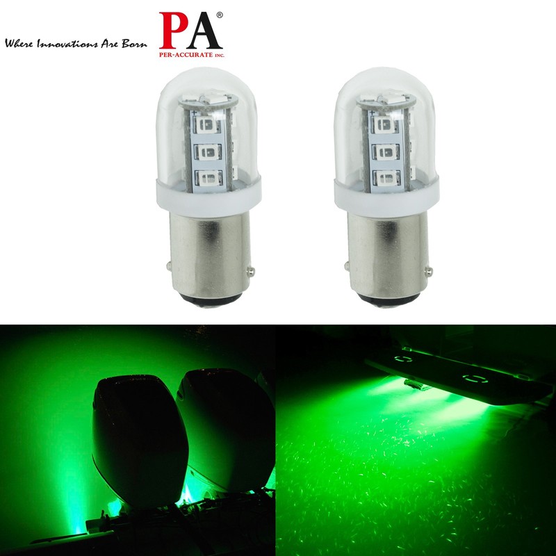 PA LED 2x 1142 Ba15d 15 SMD 9-32V Super Green