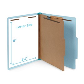 10 Blue Classification Folders - 1 Divider - 2 Inch Tyvek Expansions - Durable 2 Prongs, for Medical Files, Law Client Files, Pressboard Classification Folders 1 Dividers Letter Size, Blue, 10 Pack