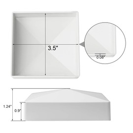 Qlvily 4 Pack 3.5 inch Vinyl Fence Post Caps, White PVC Waterproof Outdoor Pyramid Post Cover, for Fence Gate Mailbox Patio Garden Farm