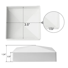 Qlvily 4 Pack 3.5 inch Vinyl Fence Post Caps, White PVC Waterproof Outdoor Pyramid Post Cover, for Fence Gate Mailbox Patio Garden Farm