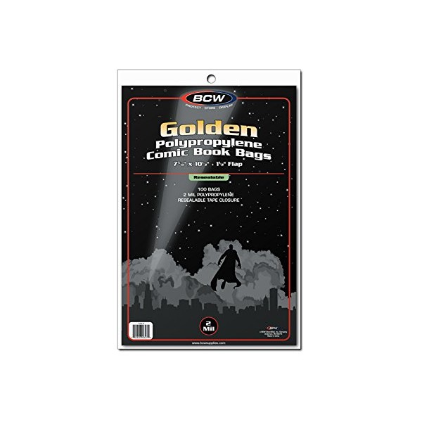 BCW 1-GOL-R Resealable Golden Comic Bags