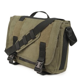 Sweetbriar Classic Premium Messenger Bag with Laptop Compartment - Fits up to 16"" Laptops or Macbooks - Vintage Cotton Canvas Shoulder Bag, Olive Drab