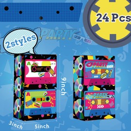 Zonon 24 Pieces 90s Party Favor 90s Party Goody Bags 80s Paper Gift Bags Disco Treat Bags Boom Box Candy Bags Retro Radio Decorations Hip Hop Theme Party Favor 1990s Birthday Party Supplies