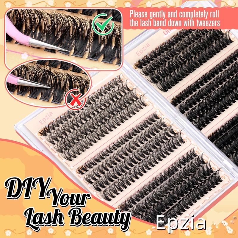 Epzia Eyelash Extension Kit - 476PCS D-Curly Lash Clusters (30D+40D+50D+60D+80D+100D)