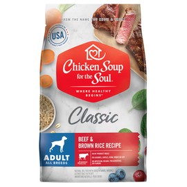 Chicken Soup for the Soul Pet Food - Adult Dog - Beef & Brown Rice Recipe 13.5lbSoy Free, Corn Free, Wheat Free Dry Dog Food Made with Real Ingredients No Artificial Flavors or Preservatives
