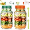 2 PCS Portable Salad Jar with Side Opening Leakproof, On