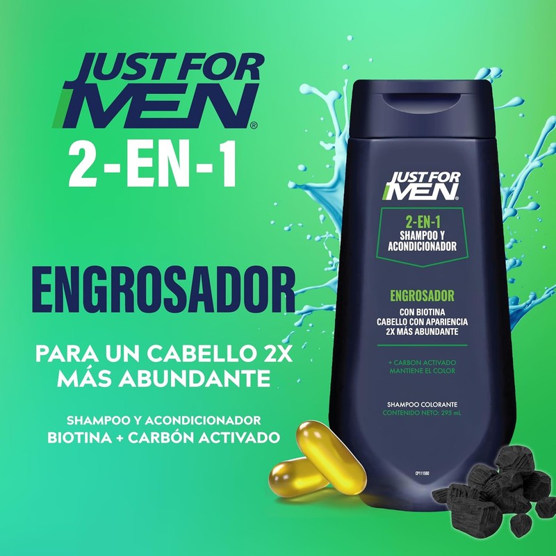 Just For Men Shampoo y Acondicionador 2 en 1 Engrosador