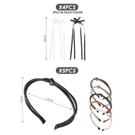 5 Pieces Of Knotted Leather Headbands, 4 Pieces Of Knotted Ribbon Hair Clips, Women'S Hair Ties, Fashionable Knotted Headbands, Girls' Hair Accessories