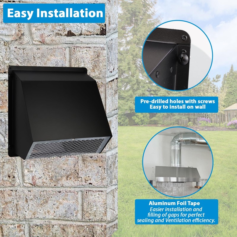 4 Inch Dryer Vent Cover Outside,4" Hooded Wall Vent with
