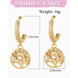 KGDUYC Pack of 2 Ladies Gold Hoop Earrings, 925 Sterling Silver Hypoallergenic Hoop Earrings, Gold-Plated Cubic Zirconia Star Cross Pointed Dangle Earrings, Jewellery Gift for Women Girls