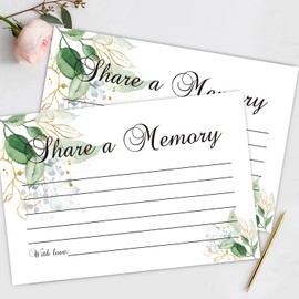 Share a Memory Cards, 50 Cards, Memory Card for Celebration of Life, Graduation, Wedding, Retirement, Going Away Party - Greenery (4" x 6"）