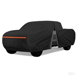 Amooca Car Covers Waterproof Sun-Proof All Weather for Automobiles Snow Cover 420D with Door Zipper Cotton Lining Universal Fit for Compact Pickup Truck Length 16.4-18ft