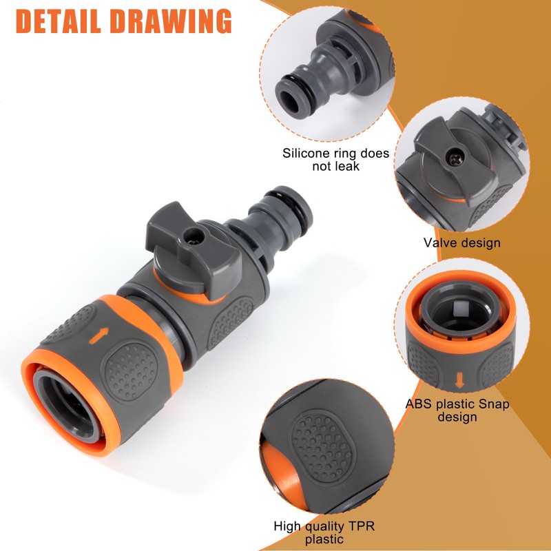 MoonSing Coupling with Regulating Valve, Pack of 2 Hose Connectors