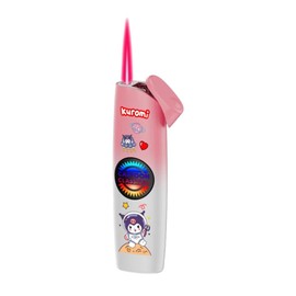 NIVEK Light Up Dazzling Lights Cartoon Lighter Refillable Pink Torch Flame Windproof Lighter Cool Fun Kawaii Cat Kitty Melody Kulomi (Dazzling Kulomi)