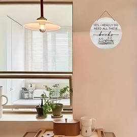 Yes I really do need all these books, Wooden Wall Plaque, Wall Hanging Display, Book Collection