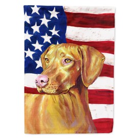Caroline's Treasures LH9012CHF USA American Flag with Vizsla House Flag Large Porch Sleeve Pole Decorative Outside Yard Banner Artwork Wall Hanging, Polyester, House Size, Multicolor