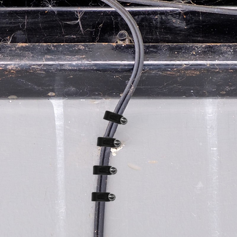 LAMXD Round Black Cable Clips, for Cables 7mm, Box of