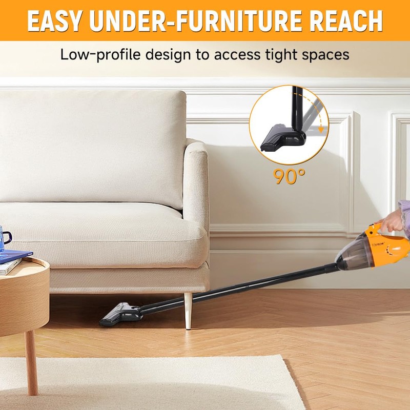 Hoteche Corded Stick Vacuum Cleaner, 15KPa Suction Power, 0.8L Dirt