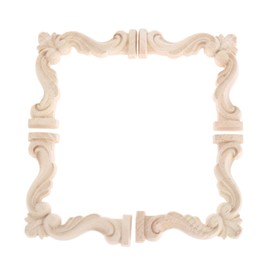 4Pcs Vintage Holz Skulptur Geschnitzt Decal Corner Flourish Applique Rahmen Möbel Wand Unlackiert für Home Schrank Tür Dekor Handwerk 7*7cm