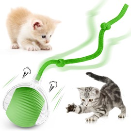 Eiruseed Interactive Cat Ball Toys for Indoor Cats, Upgraded Automatic Cat Toys for Bored Indoor Adult Kitty, Peppy Pet Ball for Cats, 360°Smart Rolling Kitty Balls Toy (Green)