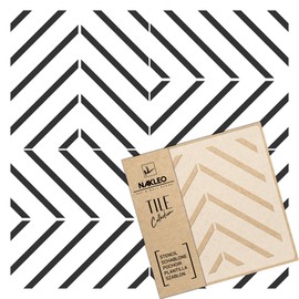 NAKLEO Carvide Tile Reusable Plastic Stencil - 30 x 30 cm - V-Shape Line Herringbone - Moroccan Geometric - Paving Stone Concrete Floor Wall Painting Template Wood