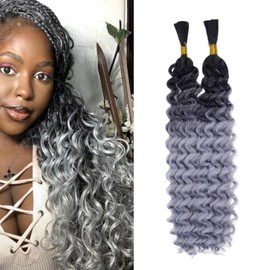 Deep Wave Bulk Hair for Braiding 2 Packs Curly Braiding Hair and Wavy No Weft No Weft Brazilian Virgin Curly Deep Wave Bulk Hair Bundles Bohemian Braiding Hair Extensions wet and wavy braiding hair