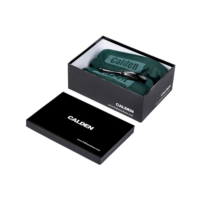 Calden Men's Invisible Height Increasing Elevator Shoes - Black Leather