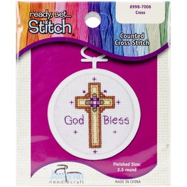 Janlynn 18 Count Oval Mini Counted Cross Stitch Kit, 2-1/2-Inch, Cross