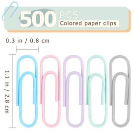500 PCS Paper Clips, Medium Size Colored Paper Clip, Colored Paper Clips for Paper Work Office School and Personal Use