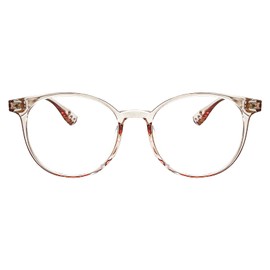 KAEOISFU Occhiali da lettura rotondi trasparenti Uomo Donna, Montatura trasparente Occhiali da computer con filtro luce blu Occhiali per aiuti visivi Occhiali da lettura per computer, light brown