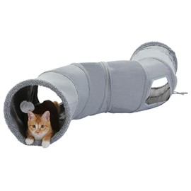 Pawz Road Cat Tunnel, Suede Toy, For Rabbits and Small Animals, Sturdy and Durable, Pet Toy, Solo Play, Exercise Deficiency Solution, Popular Cat Toy, Pet Toy, Cat Play, Pet Supplies - Gray, S-Shape
