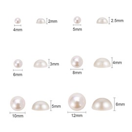 Half Pearl Bead, 690 Pcs Assorted Size Flat Back Half Round Pearl Cabochon for Nail Craft DIY Decoration(4 mm, 5 mm,6 mm, 8 mm, 10 mm, 12 mm Beige)