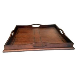 Mountain Woods Square Ottoman Wooden Serving Tray with Handles | Coffee Tray | Home Décor - 23" x 23" x 2.5"