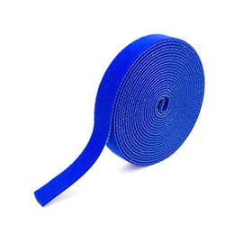 Secure 3/4 Inch Continuous Blue Hook and Loop Wrap for Cable Management and Organization in Home or Office - 5 Yards