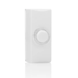 Byron DBW-22011 Wired Surface Mounted Doorbell Push Button, Universal Compatibility, Illuminated, Waterproof, Easy 2-Wire Installation, Sleek White Design