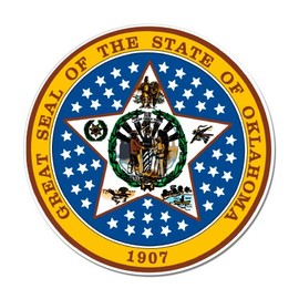 GT Graphics Oklahoma State Seal - 5" Vinyl Sticker - for Car Laptop I-Pad - Waterproof Decal