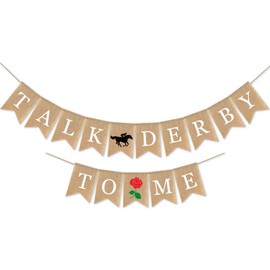 SWSATYW Burlap Talk Derby to Me Banner Kentucky Derby Party Decoration Horse Racing Mantel Fireplace Supplies
