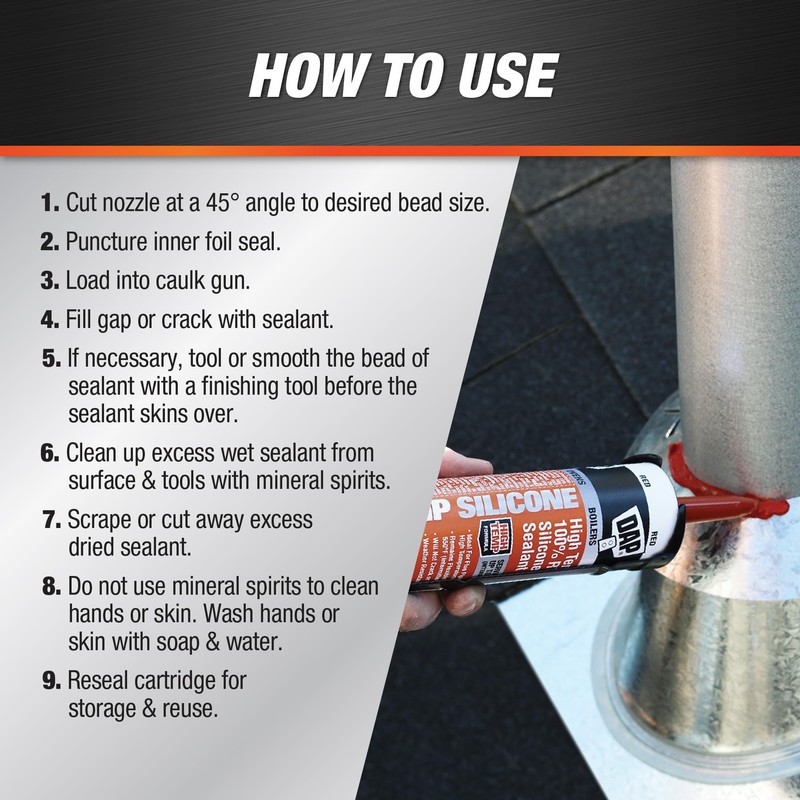 DAP 8013 80133 High Temperature 100% Rtv Silicone Sealant, 10.3