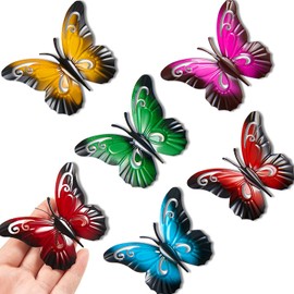 Ripeng 6 Pieces Metal Butterfly Wall Decor Butterfly Metal Wall Art Garden Butterfly Ornaments for Indoor Outdoor Garden Yard Sheds Home Walls Fences Decor, 3.5 x 2.8 Inch