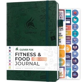 Clever Fox Fitness & Food Journal – Nutrition & Workout Planner for Women & Men – Diet & Gym Exercise Log Book with Calendars, Diet & Training Trackers - Undated, A5 Size, Hardcover (Forest Green)