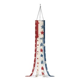 Binienty Independence Day Wind Sock, 2 Pack Heavy Duty USA Wind Spinners Windsocks for Outdoor 250 Years Anniversary Decor, Red Blue White Star Flag Print