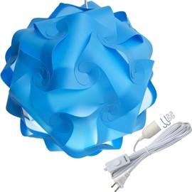 Lightingsky DIY IQ Jigsaw Puzzle Lamp Shade Ceiling Pendant Lampshade Kit with 15 Feet Hanging Cord (Light Blue, XL-16 inch)