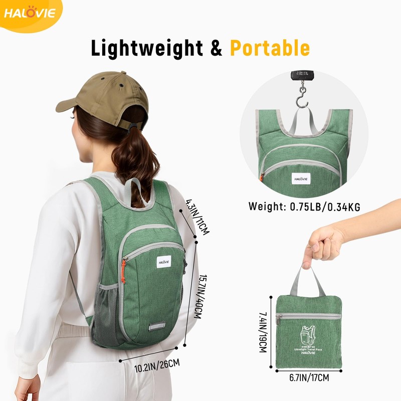 HALOVIE Foldable Backpack Ultralight 10L Daypack Foldable for Men Women