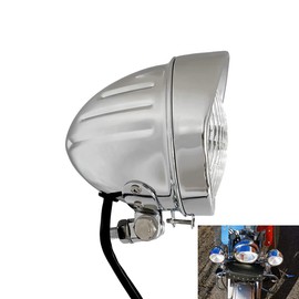 WIND MOZURA Retro 4.5" Motorcycle Headlights w/Visor Clear Lens 4 1/2 inch Chrome Vintage Head Light Lamp for Harley Sportster Dyna Softail Bobber Chopper Honda Yamaha Suzuki Kawasaki Custom