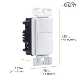 myTouchSmart 41381 Wall Motion Activated Timer, Simple-Set, Up to 30ft. Away, 150 Degree Sensor, Single Pole, LED, On/Off, 120VAC, White