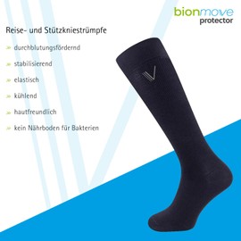 Bionmove Support Socks for Men and Women, 1 Pair Knee Socks with Support Function for Sports and Flights, Running, Jogging and Travel, navy