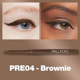 Palladio Delineador de Ojos Retráctil Resistente al Agua, Color Enriquecido Pigmentado y Lápiz de Ojos Cremoso, Fácil de Deslizar y Girar, Aplicación Duradera a Prueba de Manchas, Brownie