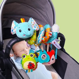 Kulveanju Pushchair Toy Baby, Baby Seat Car Seat Bed Activity Spiral Toy, Plush Toy Hanging Sensory Toy Gift for Newborn Girls & Boys 0 3 6 9 12 Months, Elephant